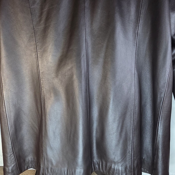 Vintage Marvin Richards Leather & Satin Brown Teddy Jacket with Fox Fur Trim - Picture 10 of 11